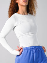 Thumbnail 1 of Halo Long Sleeve Hip Tee - White, 1 of 5