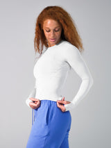 Thumbnail 3 of Halo Long Sleeve Hip Tee - White, 3 of 5