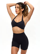 Thumbnail 4 of Poshknit Scrunch Halter Sports Bra - Onyx Black, 4 of 6