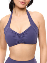 Thumbnail 1 of Poshknit Scrunch Halter Sports Bra - Shadow Berry, 1 of 5