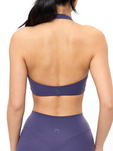 Thumbnail 2 of Poshknit Scrunch Halter Sports Bra - Shadow Berry, 2 of 5