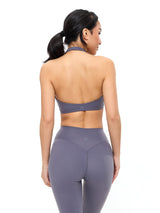 Thumbnail 2 of Poshknit Scrunch Halter Sports Bra - Anchor, 2 of 4