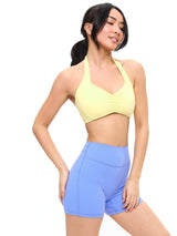 Thumbnail 3 of Poshknit Scrunch Halter Sports Bra - Sunbeam, 3 of 6