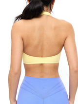 Thumbnail 4 of Poshknit Scrunch Halter Sports Bra - Sunbeam, 4 of 6