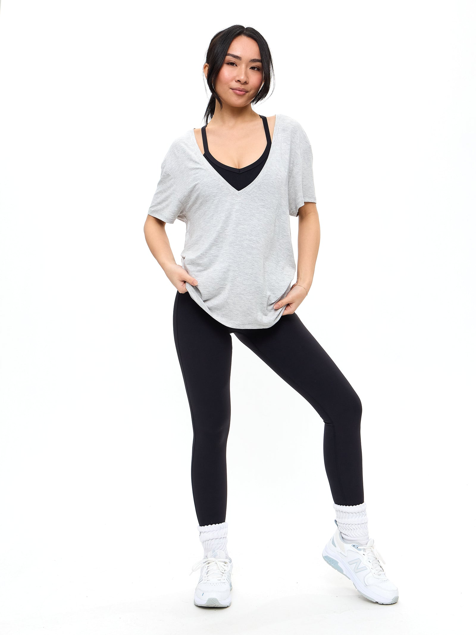 V Neck Pump Cover - Heather Grey