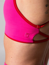 Thumbnail 8 of Girlfriend Reversible Sports Bra - Lipstick Red and Miami Vice, 8 of 12