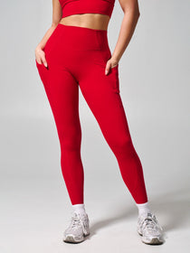 Contour Pocket Legging - Lipstick Red