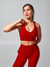 Thumbnail 1 of Candy Wrap Sports Bra - Lipstick Red, 1 of 6