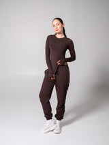 Thumbnail 1 of Halo Long Sleeve Hip Tee - Espresso, 1 of 7