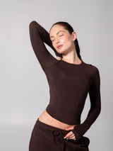 Thumbnail 2 of Halo Long Sleeve Hip Tee - Espresso, 2 of 7