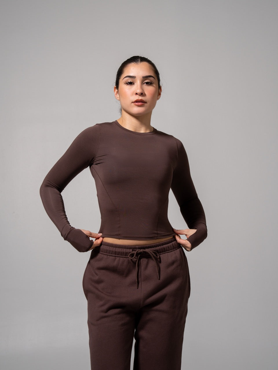 Halo Long Sleeve Baby Tee - Espresso