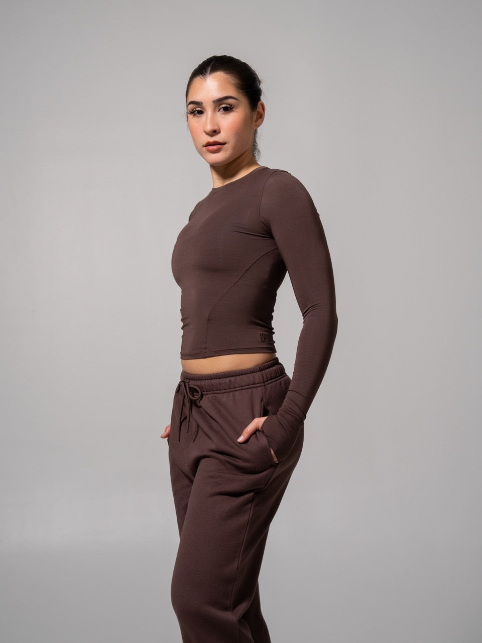 Halo Long Sleeve Baby Tee - Espresso