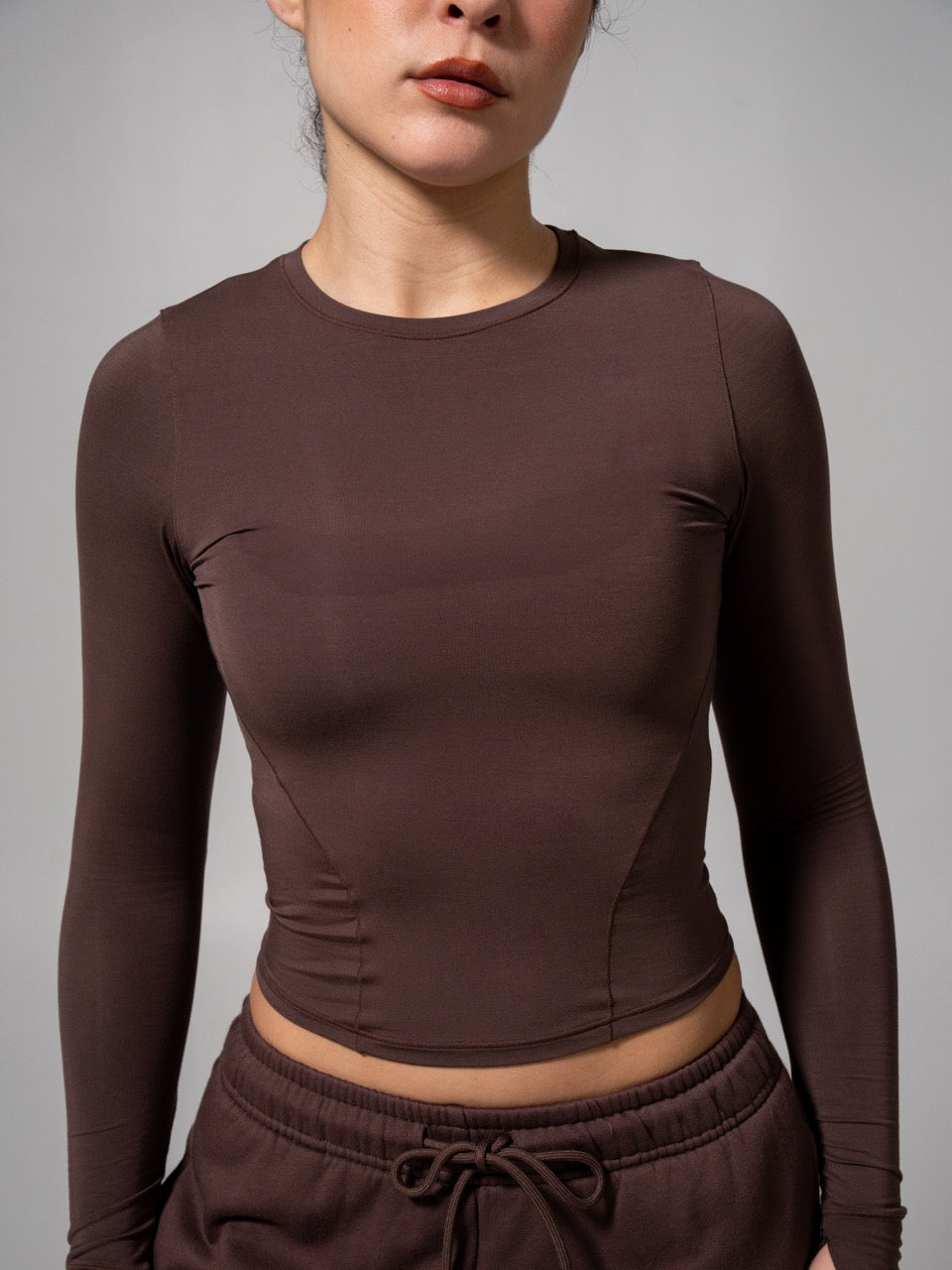 Halo Long Sleeve Baby Tee - Espresso