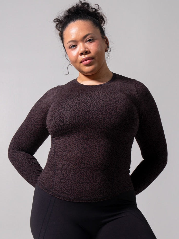 Halo Long Sleeve Hip Tee - Leopard Print