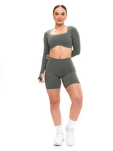 Thumbnail 5 of Long Sleeve Curve Crop - Shadow Sage, 5 of 6
