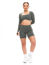 Thumbnail 5 of Long Sleeve Curve Crop - Shadow Sage, 5 of 6