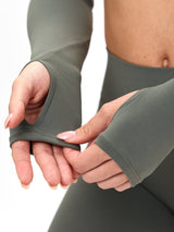 Thumbnail 2 of Long Sleeve Curve Crop - Shadow Sage, 2 of 6