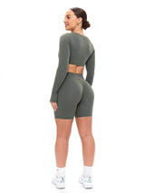 Thumbnail 3 of Long Sleeve Curve Crop - Shadow Sage, 3 of 6