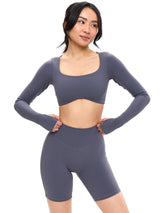 Thumbnail 6 of Long Sleeve Curve Crop - Blue Steel, 6 of 6