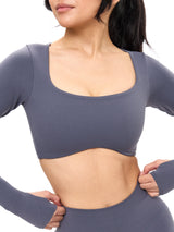 Thumbnail 1 of Long Sleeve Curve Crop - Blue Steel, 1 of 6