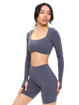 Thumbnail 2 of Long Sleeve Curve Crop - Blue Steel, 2 of 6