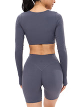 Thumbnail 3 of Long Sleeve Curve Crop - Blue Steel, 3 of 6