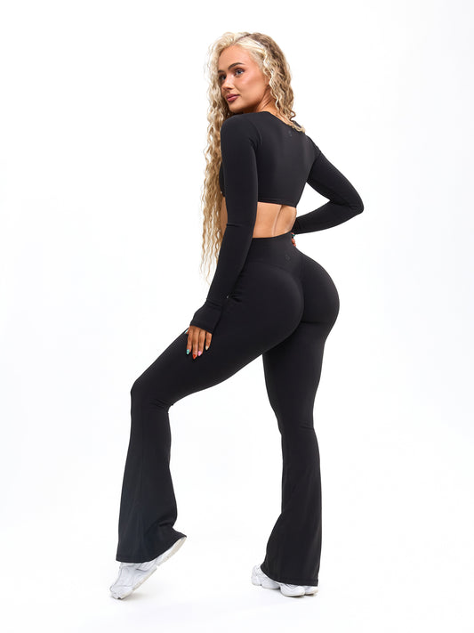 Long Sleeve Curve Crop - Onyx Black