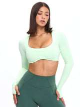 Thumbnail 5 of Long Sleeve Curve Crop - Honeydew, 5 of 9
