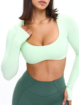 Thumbnail 6 of Long Sleeve Curve Crop - Honeydew, 6 of 9