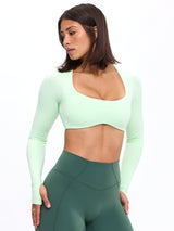 Thumbnail 4 of Long Sleeve Curve Crop - Honeydew, 4 of 9