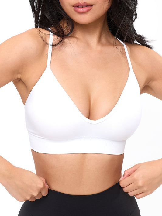 Plunge Seamless Sports Bra - White