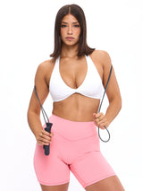 Thumbnail 1 of Twisted Halter Sports Bra - White, 1 of 5