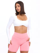 Thumbnail 4 of Long Sleeve Curve Crop - White, 4 of 6