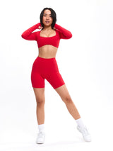 Thumbnail 2 of Long Sleeve Curve Crop - Lipstick Red, 2 of 5
