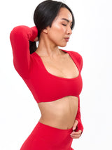Thumbnail 4 of Long Sleeve Curve Crop - Lipstick Red, 4 of 5