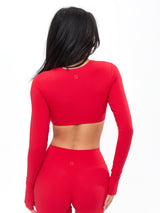 Thumbnail 3 of Long Sleeve Curve Crop - Lipstick Red, 3 of 5