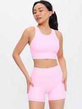 Thumbnail 4 of Geo Sports Bra - Pink Gingham, 4 of 7