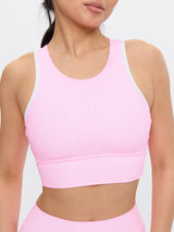 Thumbnail 1 of Geo Sports Bra - Pink Gingham, 1 of 7