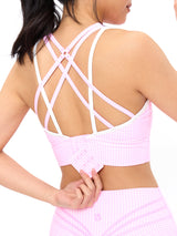 Thumbnail 2 of Geo Sports Bra - Pink Gingham, 2 of 7