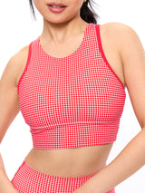 Thumbnail 1 of Geo Sports Bra - Red Gingham, 1 of 6