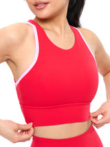 Thumbnail 2 of Geo Sports Bra - Salsa Red and Pink, 2 of 5