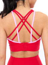 Thumbnail 5 of Geo Sports Bra - Salsa Red and Pink, 5 of 5