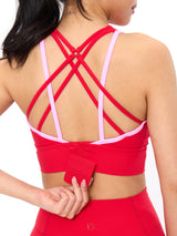 Thumbnail 1 of Geo Sports Bra - Salsa Red and Pink, 1 of 5