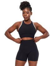 Thumbnail 2 of Geo Sports Bra - Onyx Black and White, 2 of 7