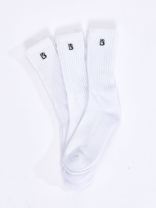 3 Pack Scrunch Socks - White