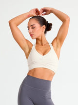 Thumbnail 1 of Candy Wrap Sports Bra - Oatmilk, 1 of 5