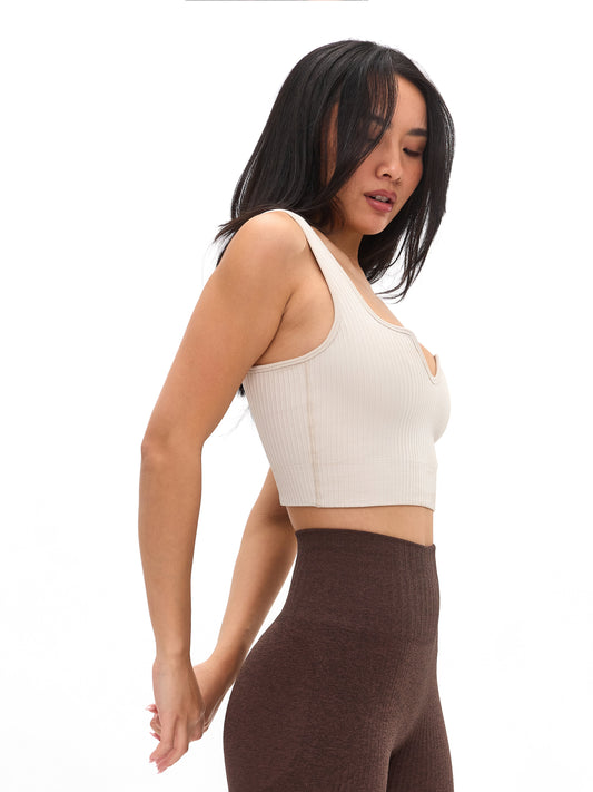 Ribbed Seamless Crop - Bone