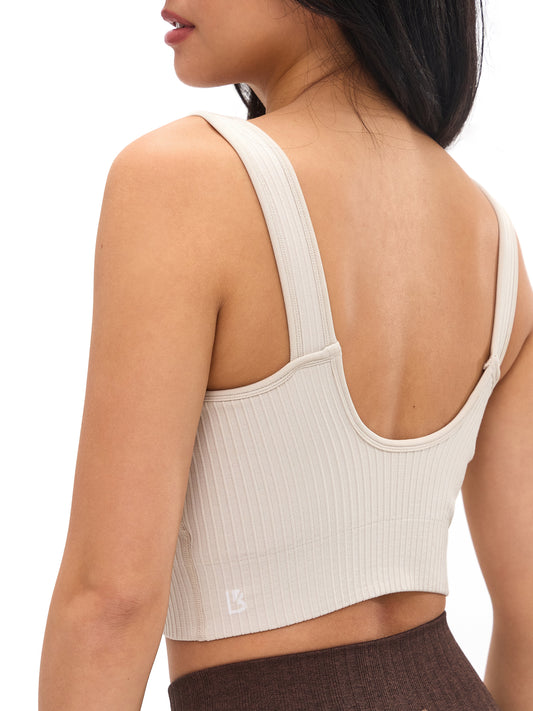 Ribbed Seamless Crop - Bone