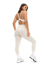 Thumbnail 4 of Dream Heather Contrast Sports Bra - Bone and Ivory, 4 of 5
