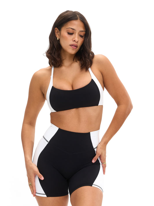 Aurora Sports Bra - Black and White